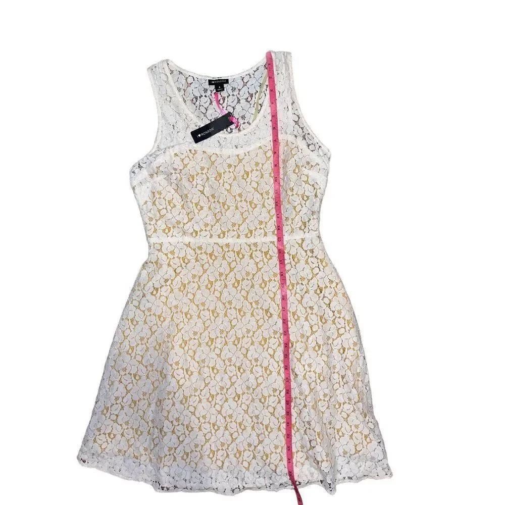 I Heart Ronson Cream Sleeveless Tank‎ Dress With Gold Lining - Size 8